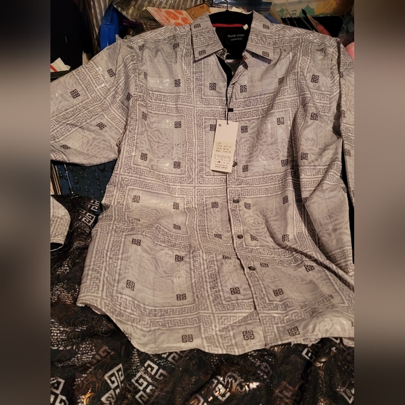 $169 Silver Stone Collection Men's Lg.Geometric Print Modern Fit Button-Up NWT - Picture 9 of 16